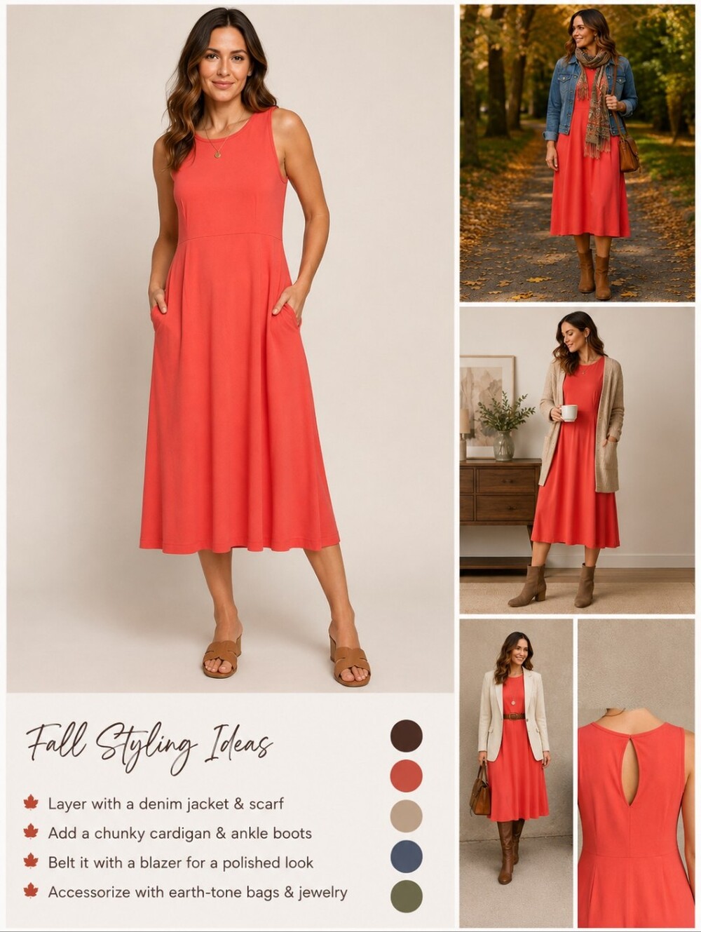 Eileen Fishers Wild Salmon Sleeveless Dress size Small